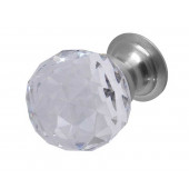 JH1155SC Glass Faceted Cupboard Knobs Jedo Satin Chrome 