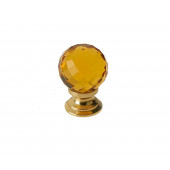 JH1256 Amber Coloured Glass Faceted Cupboard Knobs Jedo Polished Brass