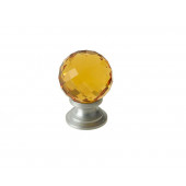 JH1256 Amber Coloured Glass Faceted Cupboard Knobs Jedo Satin Chrome