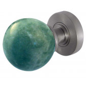 JH5212-SC Jade Green Marble Sprung Mortice Knobs Jedo Satin Chrome