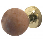 JH5213-PB Sunset Red Marble Sprung Mortice Knobs Jedo Polished Brass