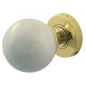 JH5214-PB White Marble Sprung Mortice Knobs Jedo Polished Brass