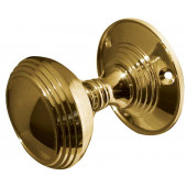 JV181M-PB Lined Unsprung Mortice Knob on Round Rose Jedo Polished Brass