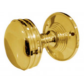 JV182M-PB Ringed Unsprung Mortice Knob on Round Rose Jedo Polished Brass