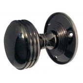 JV182M-PBN Ringed Unsprung Mortice Knob on Round Rose Jedo Polished Black Nickel