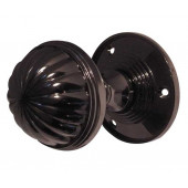 JV183M-PBN Fluted Unsprung Mortice Knob on Round Rose Jedo Polished Black Nickel