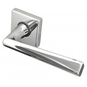 Rambo Reguitti Designer Lever on Square Rose Door Handle - Polished Chrome & Satin Chrome-JV409