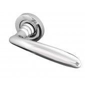 Arc Reguitti Designer Lever on Rose Door Handle- Satin Chrome & Polished Chrome-JV450