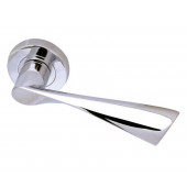 Twirl Designer Lever on Rose Door Handle Lever - Polished Chrome-Satin Chrome-Polished Brass-Duel finish Polished chrome/Satin Chrome