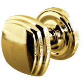 JV64-PB Art Deco Unsprung Mortice Door Knobs on Round Rose, Jedo Polished Brass