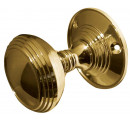 JV181M-PB Lined Unsprung Mortice Knob on Round Rose Jedo Polished Brass