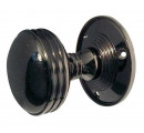 JV182M-PBN Ringed Unsprung Mortice Knob on Round Rose Jedo Polished Black Nickel