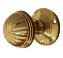 JV183M-PB Fluted Unsprung Mortice Knob on Round Rose Jedo Poilshed Brass