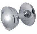 JV67-PN Crown Unsprung Mortice Knob on Round Rose, Jedo Polished Nickel